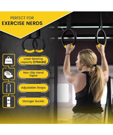 Adjustable Workout Rings - 15ft Long | Supports up to 661lbs | Non-Slip Tape Grip | Set of 2 - Buy Online on GoSupps.com