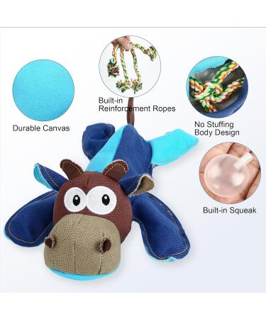 Iokheira Dog Toys - Squeaky Tug Toys for Large Medium & Small Dogs - Wrinkle Paper Stuffed Playtime Fun in Blue & Brown - Buy Online on GoSupps.com