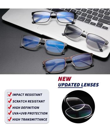 4 Pack Blue Light Blocking Reading Glasses for Men - Reduce Eyestrain & Headache - Magnification Strength 2.00 - Flexible Spring Hinge - Includes 1 Sun Reader - 4 Mixed Colors - Buy Online on GoSupps.com