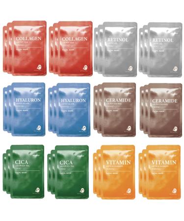 SKIN627 Bulk 36PK Retinol with Pearl Masks Skincare Facial Mask Sheet Masks Korean (36PK Assortment)