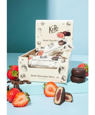 KoRo - Organic dark chocolate strawberry bites 12 x 2 x 20 g - With a strawberry fruity filling - Coated with dark chocolate