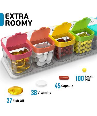 Large 7 Day Pill Organizer - AM/PM Pill Box Case - Weekly Medication Vitamin Organizer - 7 Day Pill Container - Buy Online on GoSupps.com