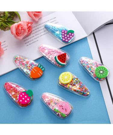 Sparkle Fruit Snap Hair Clips - 15 Piece Set | Quicksand Sequin Hairpins for Girls | Sweet Barrette Styling Accessories - Buy Online on GoSupps.com