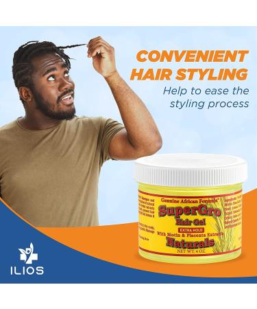 Genuine African Formulas Hair Gel with Ilios Comb Bundle - 4oz Regular and Extra Hold Combo for Short, Long, Straight, Curly, Wavy Locks - Styling & Texturing - Compact & Travel-Ready - Buy Online on GoSupps.com