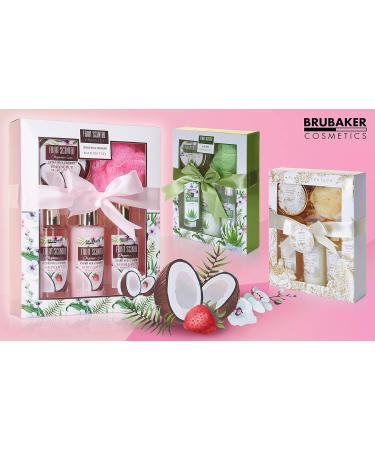 BRUBAKER 5-Piece Bath and Shower Set - Coconut & Strawberry Fragrance Gift Set - International Shipping Available - Buy Online on GoSupps.com