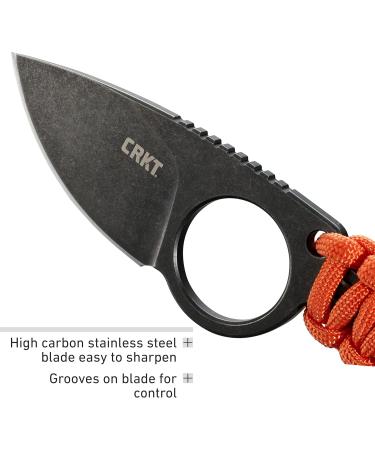 CRKT Capflying Knife EDC | Solid Blade Drop Point Knife with Black Stonewash | Orange Handle with Wrapped Cord | International Shipping Available - Buy Online on GoSupps.com