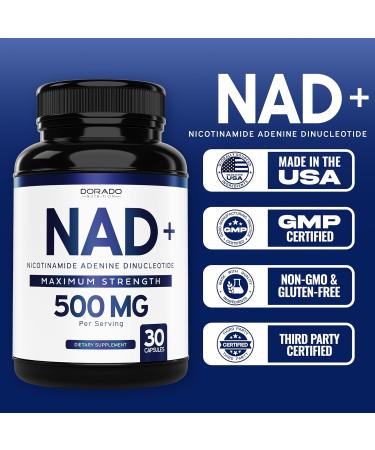 NAD Supplement (500mg of 95% Pure NAD+ Per Serving) NMN Supplement NAD Nicotinamide Riboside Support (Third Party Tested Vegan Safe Non-GMO No Fillers & Made in the USA - 30 Vegan Capsules) 30 Count (Pack of 1) - Buy Online on GoSupps.com