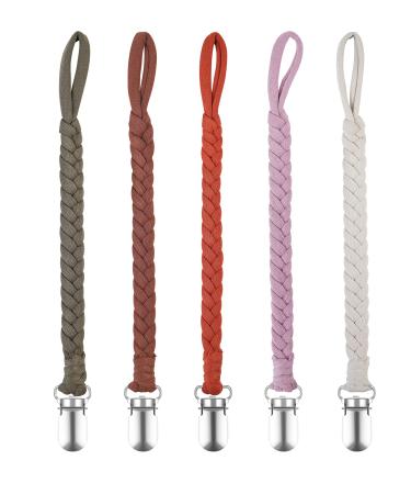 Pacifier Clip for Boys and Girls 5 Pack Pacifier Holders Handmade Braided Rope Suitable for All Pacifiers and Teething Toys