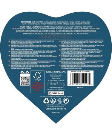 Baylis & Harding Jojoba Vanilla & Almond Oil Luxury Bath Bomb Heart Trio Gift Set - Vegan Friendly - Buy Online on GoSupps.com