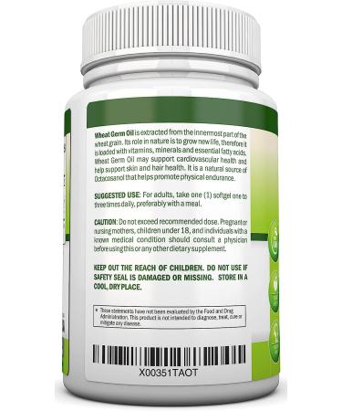 Wheat Germ Oil 1130mg 180 Softgels Cold-Pressed Non GMO | Vitamin E Source for Skin, Hair, Heart Health | Antioxidant, Energy Boost - 180ct - Buy Online on GoSupps.com