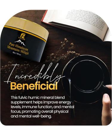 FOUZEE Pure Himalayan Shilajit 50g - Authentic Hard Consistency, Natural Source of Fulvic Acid & 85+ Trace Minerals with Stainless Steel Spoon - 1.76oz (Pack of 1) - Buy Online on GoSupps.com