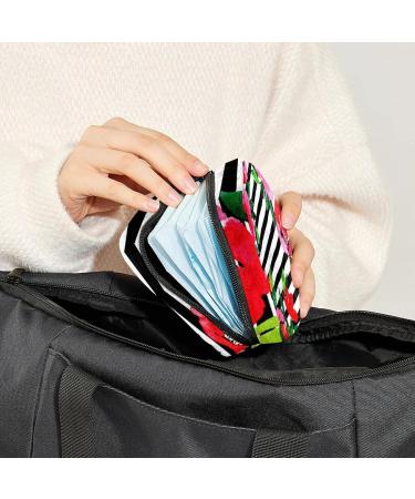 Floral Stripe Sanitary Napkin Storage Bag | Menstrual Cup Pouch | Nursing Pad Holder | Portable Period Bag for Women and Teen Girls - Multi-colored - Buy Online on GoSupps.com