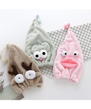 FakeFace Funny Hair Dryer Children Head Towel - Large Pink Microfiber Hooded Turban for Soft Fast Hair Drying - Buy Online on GoSupps.com