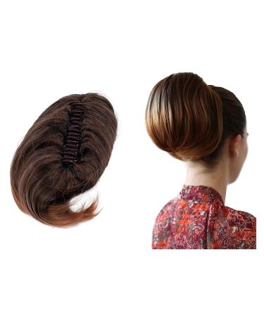 Caisha Hair Part Nora Dutt Zopf Bun with Butterfly Clip | Bridal Hepburn-Dutt Hair Tie - Brown Mix H411 #2T30 - Buy Online on GoSupps.com