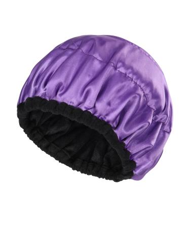 CGFOXUO Heat Cap for Deep Conditioning - Flaxseed Cordless 100% Safe Microwave Heating Hair Steamer Cap for Natural Hair Curly  Textured  Drying  Styling  SPA  Universal Size Purple