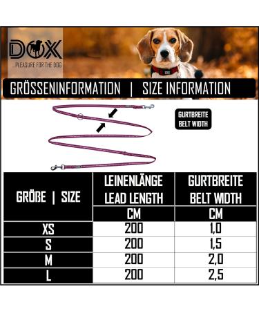 DDOXX Reflective Nylon Dog Leash - 2m 3-Way Adjustable for All Dog Sizes - XS Purple (1.0 x 200 cm) - International Shipping Available - Buy Online on GoSupps.com