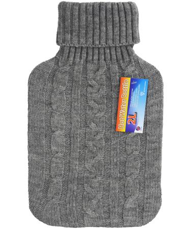 Hot Water Bottle Cover Only 2L Premium Cover (Knitted Grey)