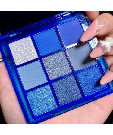 Blue Glitter Eyeshadow Palette for Women Waterproof and Sweatproof Long Lasting Hypoallergenic 9 Colors - Buy Online on GoSupps.com