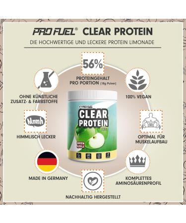 Clear Protein Vegan 1080g - Delicious Green Apple Vegan Whey Protein Drink | High-Quality Pea Protein Hydrolysate | 56% Protein | 3 Pack - Buy Online on GoSupps.com