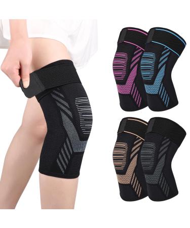 Knee Compression Sleeve with Strap Knee Sleeve for Men and Women Sport Knee Support Brace for Sports Runner Meniscus Tear ACL Arthritis Knee Pain (Gray X-Large) X-Large Gray