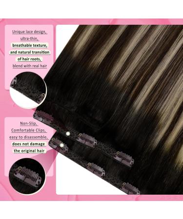 Youngsee 50cm Clip-in Extensions Black Balayage | Real Remy Hair 120g 7PCs #1b/4/27 - Natural Look & Easy Application - Buy Online on GoSupps.com