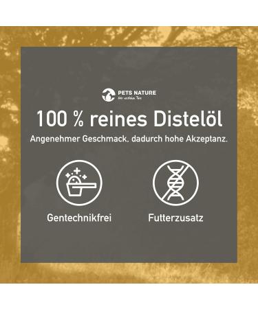 Pets Nature Distle Oil for Dogs & Cats - 100% Natural Cold-Pressed Thistle Oil Rich in Omega-6 & Linoleic Acid - Made in Germany (250 ml) - Buy Online on GoSupps.com
