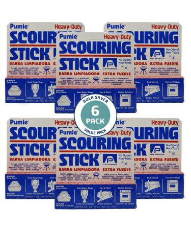 U.S. Pumice 1001 Pumie Scouring Stick, Heavy Duty, HDW, Remove Stains, Hard Water Rings, Rust and Paint, Carbon Buildups, (6 Pack)