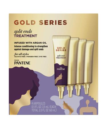 Pantene Gold Series Split Ends Treatment, for Curly and Coily Hair, Infused with Argan Oil, 0.5 Fl Oz x 4 Count