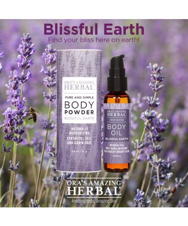 Talc Free Powder and Body Oil Lavender Bath Set After Shower Set Blissful Earth Scent with Lavender Vetiver and Clary Sage Intertrigo Natural Skin Care Ora's Amazing Herbal Body Powder & Body Oil Blissful - Buy Online on GoSupps.com