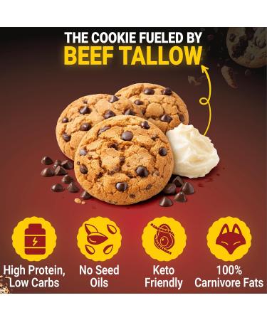 Carnivore Cookies Chocolate Chip High Protein Cookies Low Carb (2g Sugar) | Gluten Free | Keto & Carnivore Friendly Snack 12 Pack - Buy Online on GoSupps.com