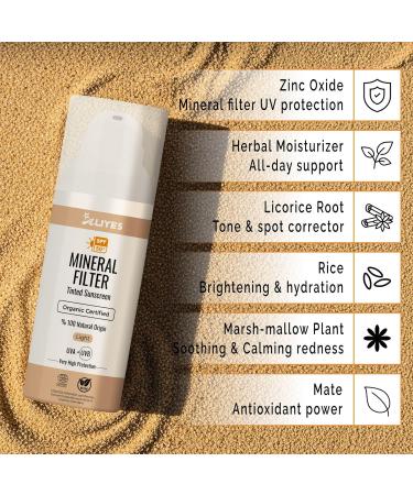 Aliye s Tinted Organic Sunscreen SPF 50+ | Ecocert Cosmos Certified | 100% Mineral & Vegan Sun Protection | Safe for Sensitive Skin | 50ml (1.69 FL OZ (Beige)) - Buy Online on GoSupps.com