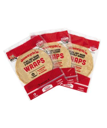 Joseph's Low Carb Wrap Value 3-Pack, Flax, Oat Bran and Whole Wheat, 8g Carbs Per Serving, Fresh Baked (6 Per Pack, 18 Wraps Total) Flax, Oat Bran & Whole Wheat 9 Ounce (Pack of 3)