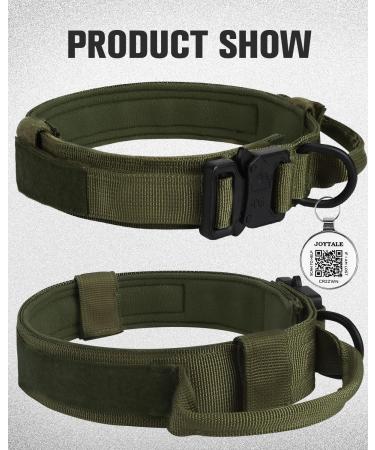 Joyal Tactical Dog Collar | Army Green Dog Collar with Handle & QR Code | Large Dogs  - Buy Online on GoSupps.com