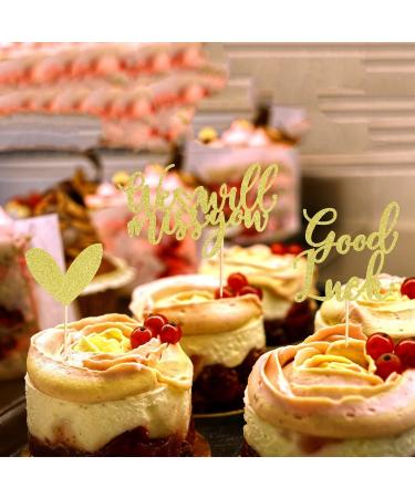 Arthsdite 24Pcs We Will Miss You Cupcake Toppers Glitter Red Love Heart Good Luck Cupcake Picks Retirement Theme Going Away Party Cake Decorations - Gold Glitter Gold Cupcake Toppers - Buy Online on GoSupps.com