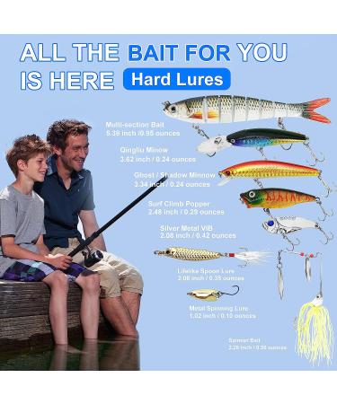 Fishing Lures Tackle Box - 92pcs Bass Fishing Kit for Saltwater and Freshwater - Includes Accessories and Gear for Bass, Trout, Salmon - Buy Online on GoSupps.com