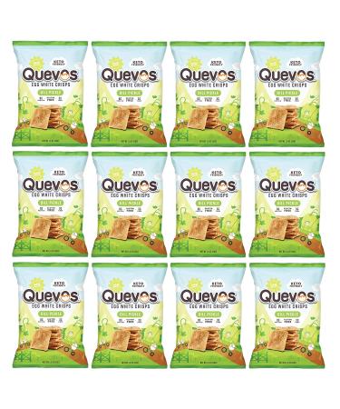 Quevos Egg White Chips - Cheddar, Low Carb, High Protein & Fiber, Gluten-Free Keto Snacks (Pack of 12) - Buy Online on GoSupps.com