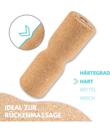 Yosana 100% Cork Fascia Roll | Rill Profile for Spinal Protection | Sustainable Recyclable & Hypoallergenic | Ideal for Back Massage Yoga & Fascia Training | 30x10cm - Buy Online on GoSupps.com