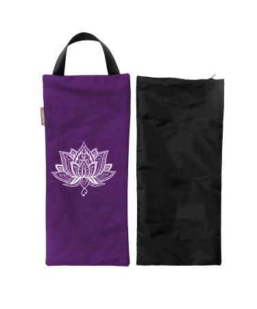 Yoga Sand Bag - Cotton Unfilled for Yoga Weights and Resistance Training, Lotus Design Purple