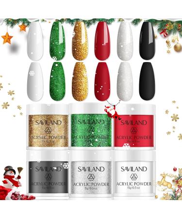 Saviland Christmas Acrylic Powder Set - 6 Colors 15ml Kit for Nail Extension and Carving - Buy Online on GoSupps.com