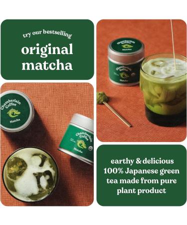 Chamberlain Coffee Matcha Starter Pack - Green Tea Matcha Powder Kit - Ceremonial Grade Matcha Tea Milk Frother Mason Jar Stainless Steel Straws - 1.06 Oz Tin Original Matcha - Buy Online on GoSupps.com