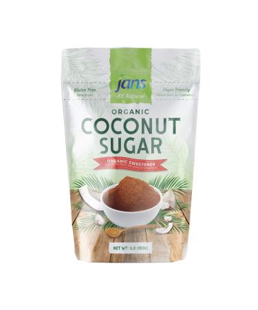 Jans All Natural Organic Coconut Sugar 16 oz | Gluten-Free | Certified Organic & Non-GMO | Low Glycemic Index | Paleo & Vegan Friendly