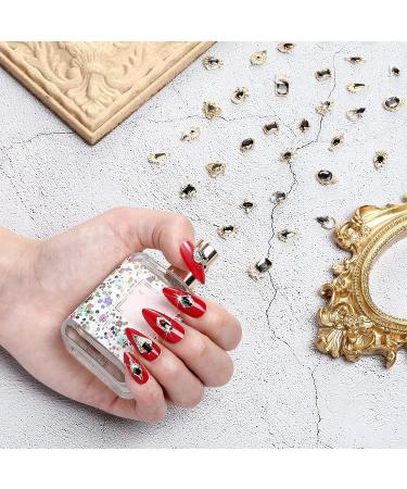 20-Piece 3D Black Nail Charms Kit | Gold Metal Alloy Rhinestones for Nail Art & Jewelry DIY - Buy Online on GoSupps.com