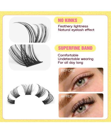 DIY Wispy False Lash Clusters for Natural Look - Individual 3D Eyelash Extensions (YE14) - Buy Online on GoSupps.com