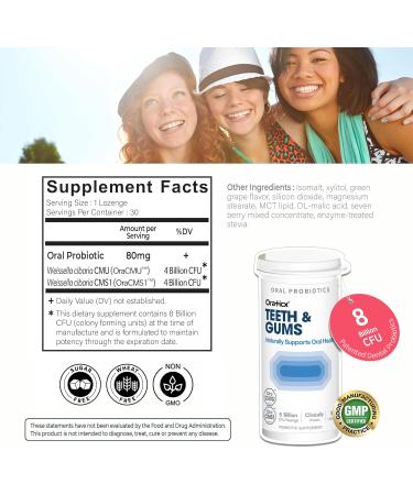 OraTicx Teeth & Gums Oral Probiotics 8 Billion CFU - Naturally Supports Oral Health Fresh Breath and Immunity Dental Probiotic Supplement Grape Flavor 30 Lozenges 4-Pack - Buy Online on GoSupps.com
