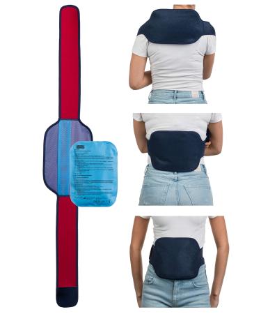 Brandseller Warm-Kalt compress Set Back-Bauch-Adjustable Velcro Band-Reusable Gelpad approx. 23 x 17 cm gel pad approx. 23x17 cm blue/red