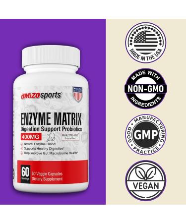 Amizo Enzyme Matrix Digestive Enzymes with Probiotics & Prebiotics 60 Vegan Capsules Gut Health & Bloating Relief for Men & Women Enzyme Supplement for Digestive Comfort & Nutrient Absorption - Buy Online on GoSupps.com
