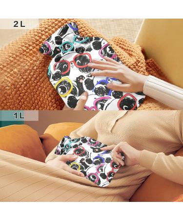 Hot Water Bottles with Panda Glasses Pattern | 2L Heating Bag for Pain Relief - Ideal for Women & Adults - Buy Online on GoSupps.com