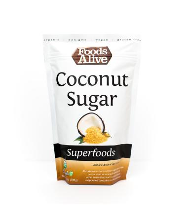 Foods Alive Organic Coconut Sugar (14oz) - Healthy Alternative to Cane Sugar, Sustainable, Low Glycemic, Gluten Free, Non GMO, Sweetener for Organic Tea, Coffee Beverages and Baked Goods (2-Pack)