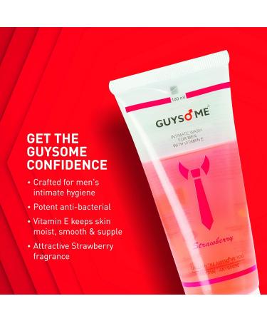 GUYSOME Intimate Wash for Men with Vitamin E & Sea Buckthorn - pH Balanced Daily Hygiene Care (Strawberry, 3.38 fl oz) - Buy Online on GoSupps.com