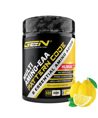 EAA powder - 532 g - Candy Lemon (lemon) - Human code formula - All 8 essential amino acids - Amino workout drink - Delicious taste - vegan candy lemon 1x powder